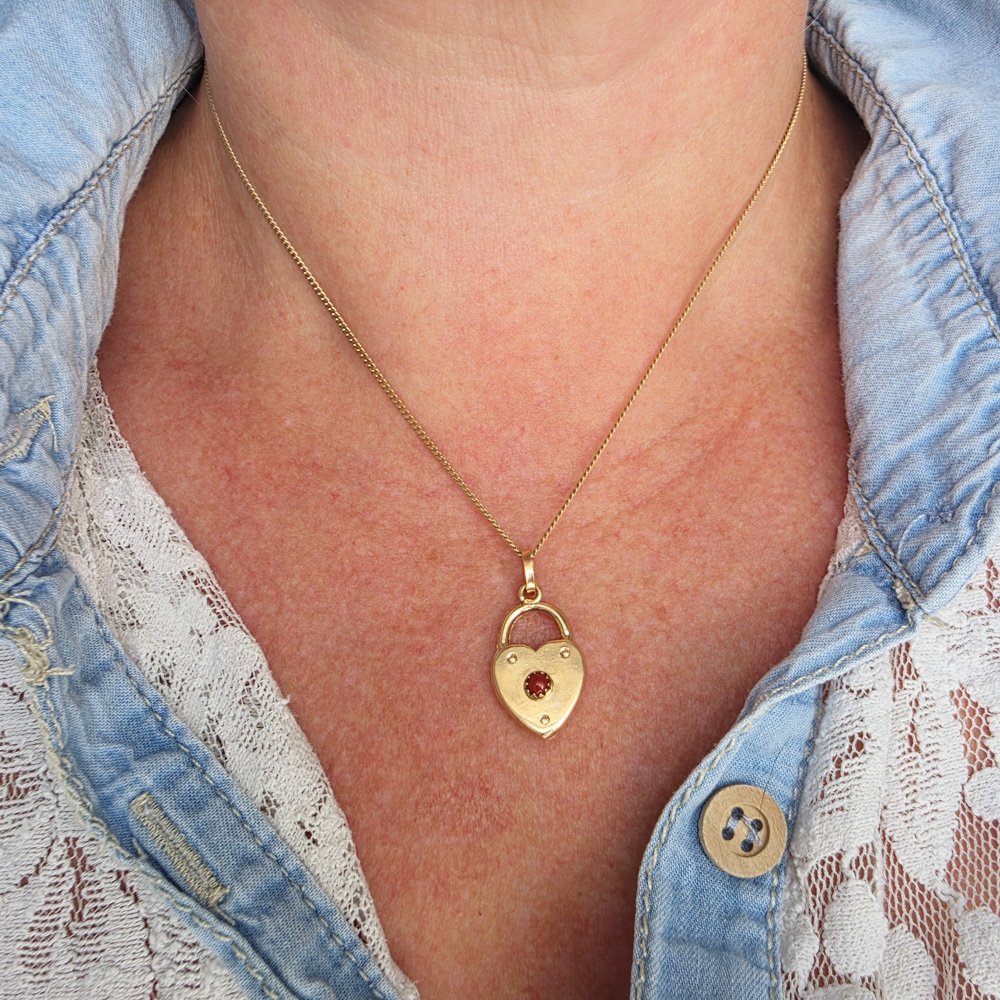 Vintage 18ct Gold Double Sided Heart 'Padlock'