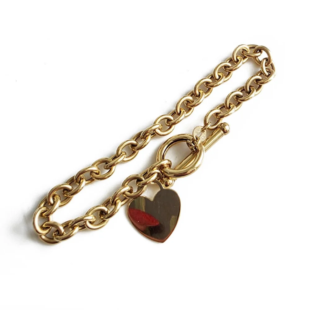 Perfect Vintage T-bar & Heart Cable Link Bracelet