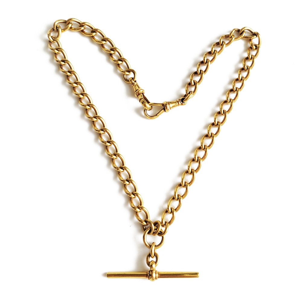 Antique 9ct Yellow Gold Open Link Albert Chain