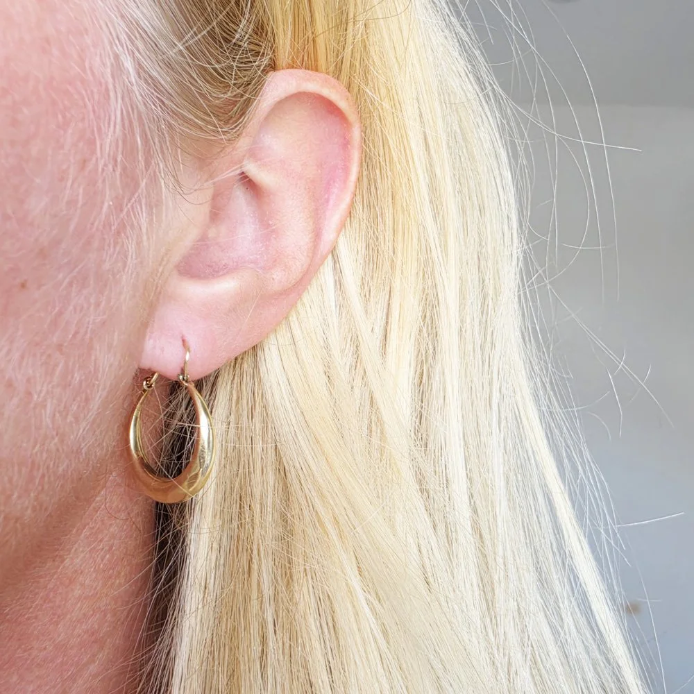 Vintage 9ct Gold Double Sided Crescent Hoops