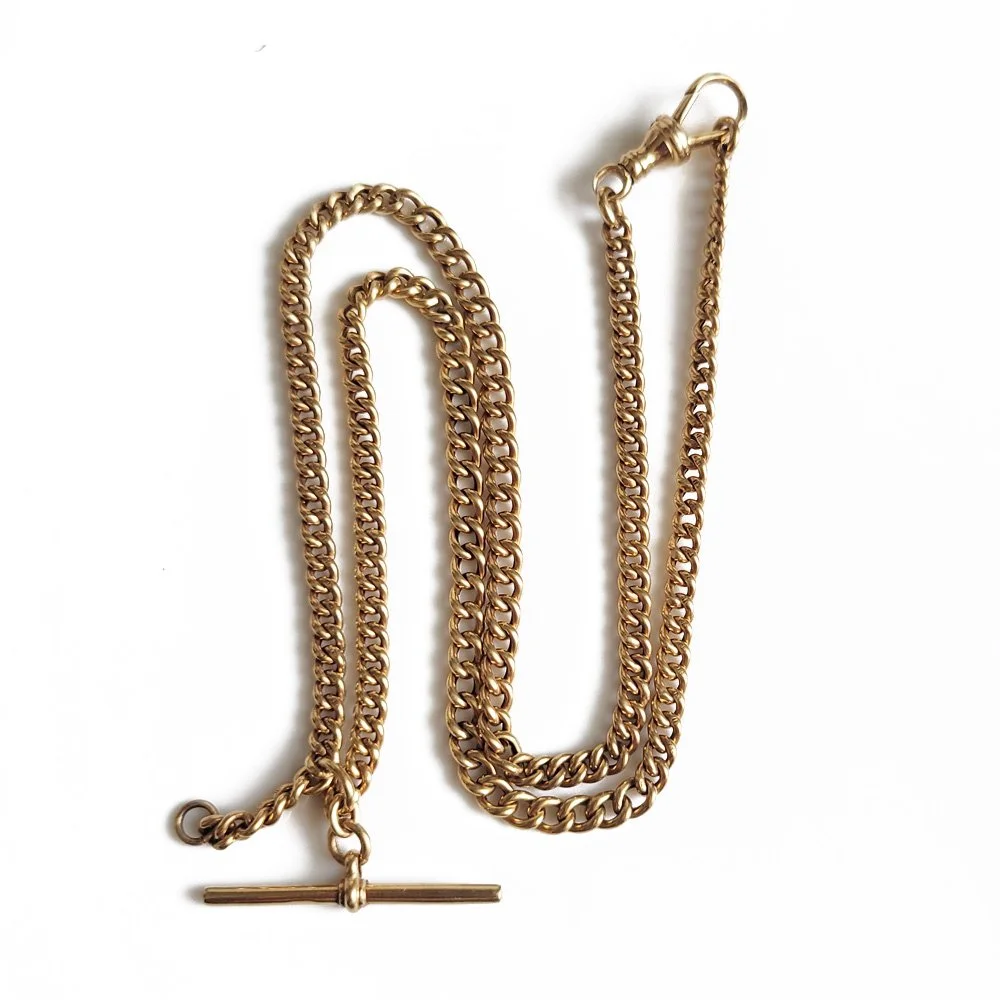 Antique 18ct Gold Albert Chain with Hollow Curb Links