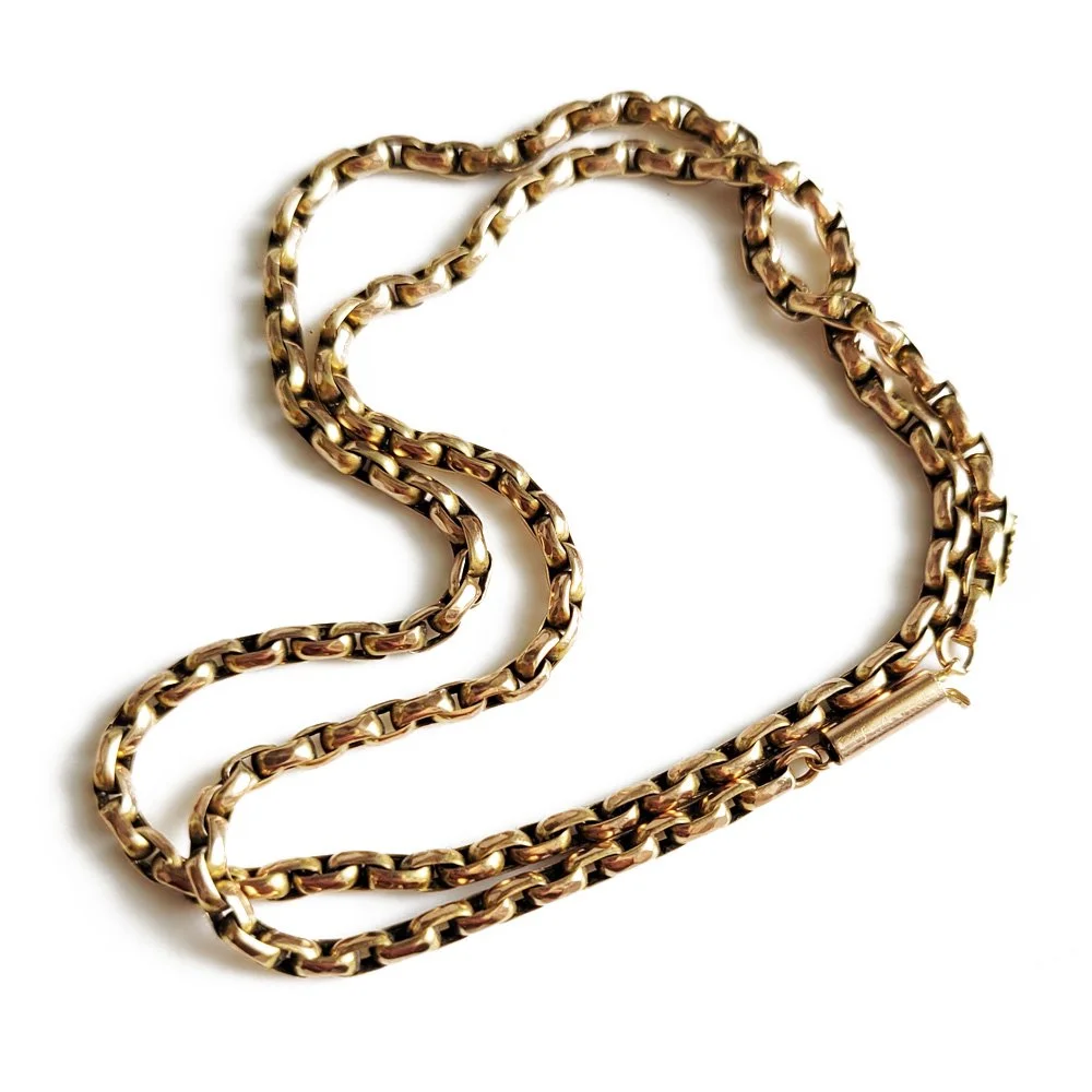 Antique 9ct Gold Belcher/Biker Link Chain with Barrel Clasp