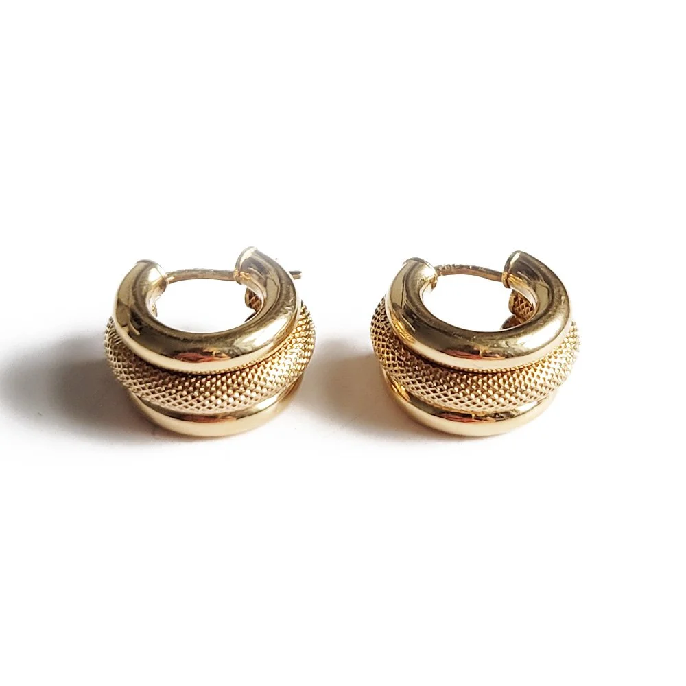Vintage 9ct Textured Huggy Hoops
