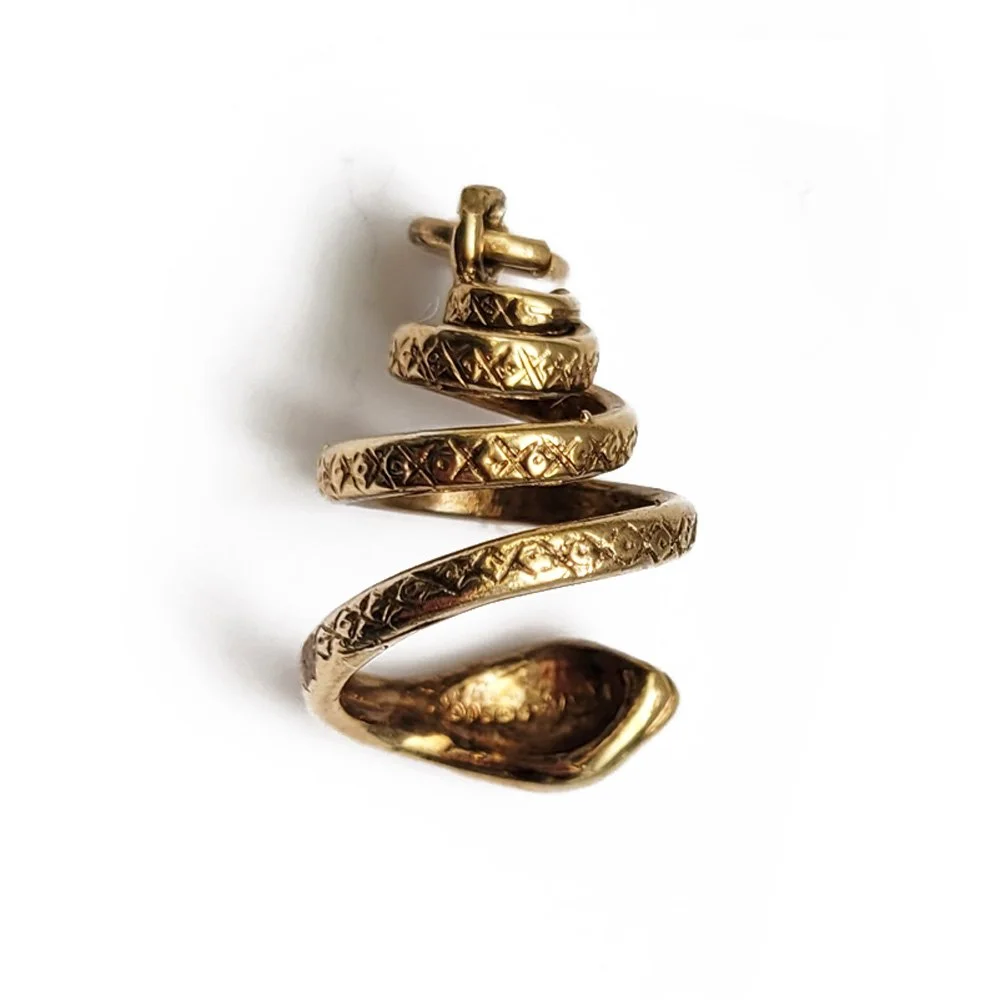 Vintage 9ct Gold Coiled Snake Pendant