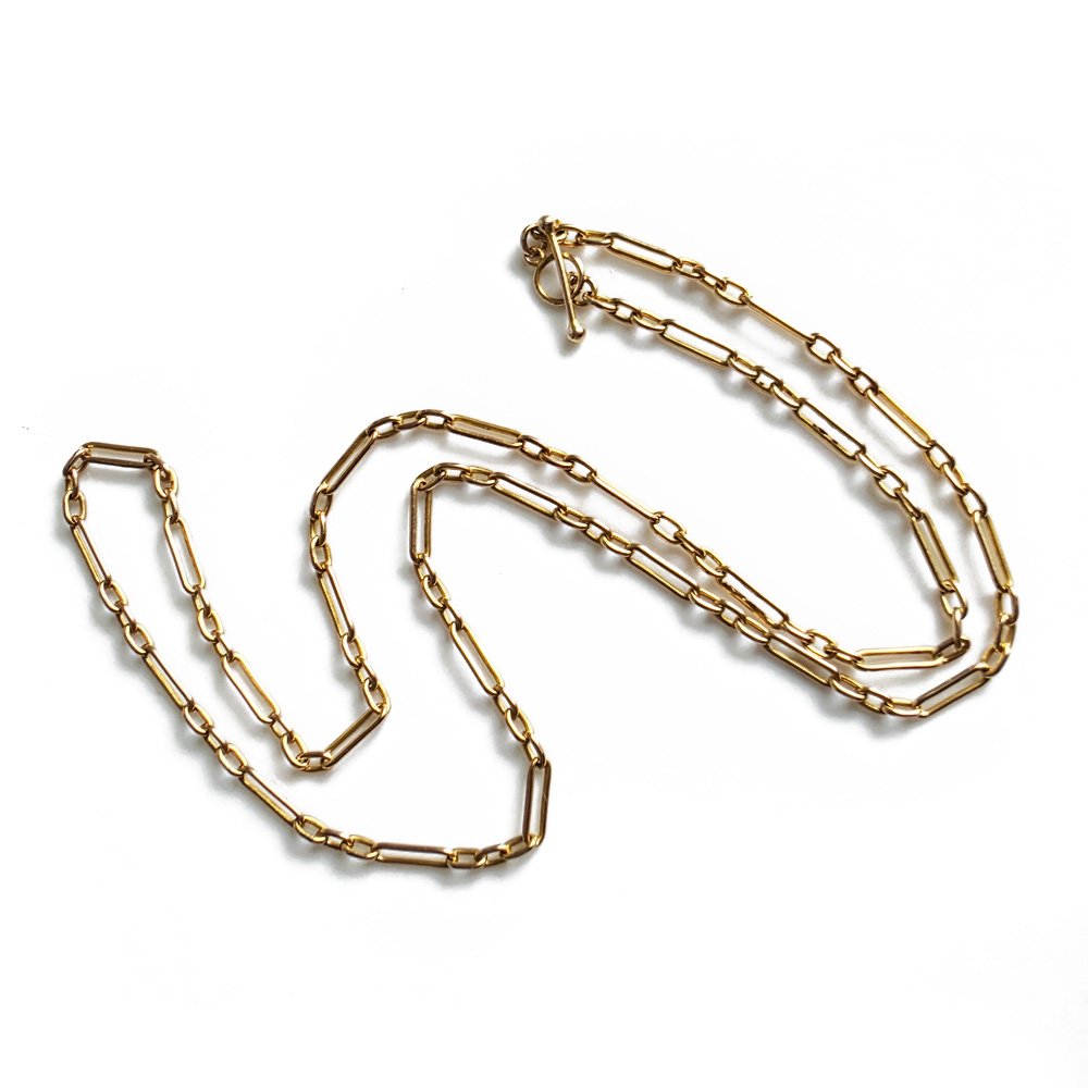 Antique 9ct Gold Baby Trombone ink Chain with T-Bar Clasp