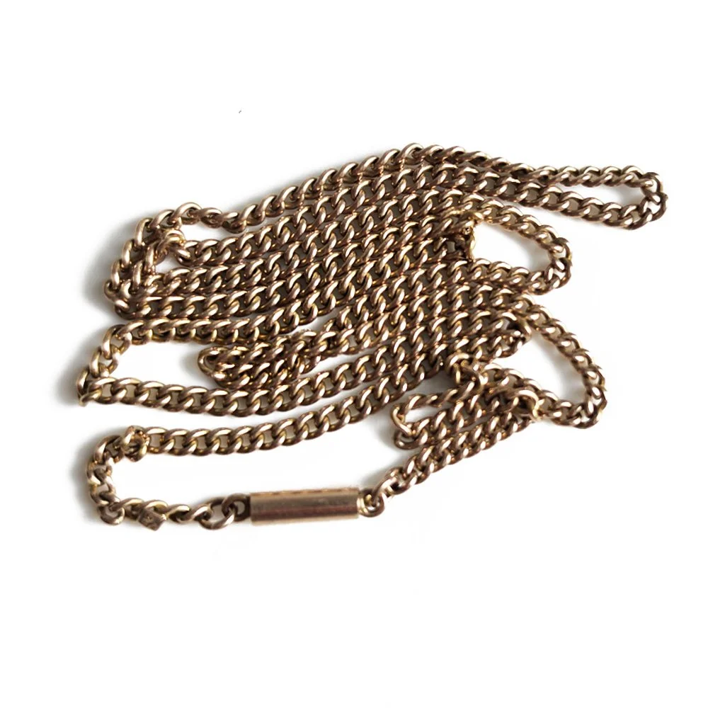 Perfect Antique 9ct Gold Mini Curb Link Chain