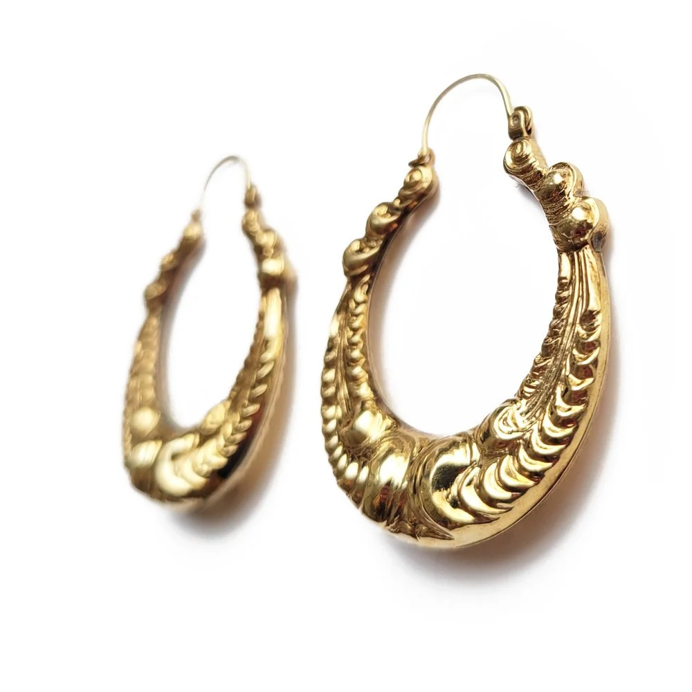 Vintage 9ct Gold Big & Bold Creole Style Hoops