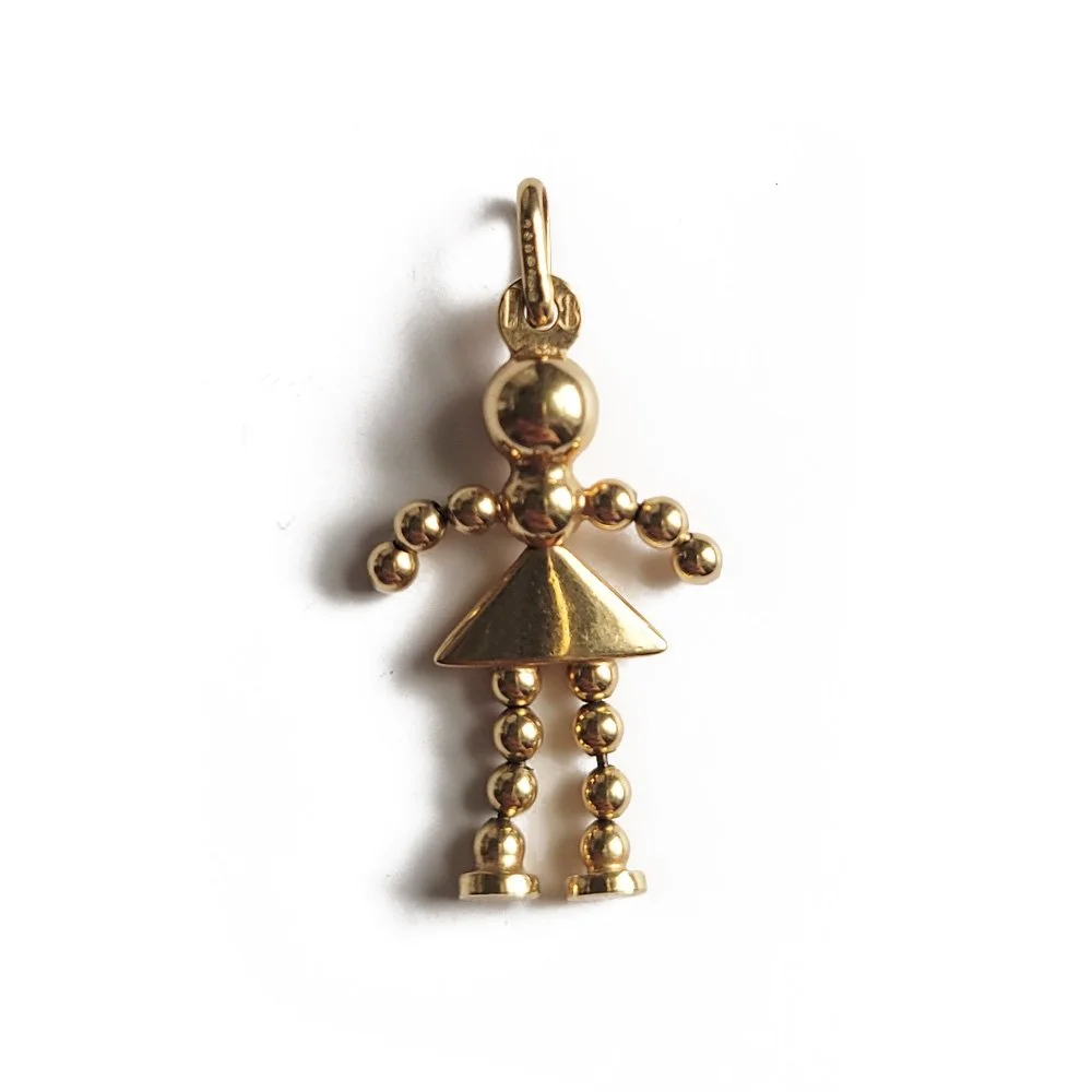 Vintage UnoAErre 9ct 'Bobble' Girl Pendant