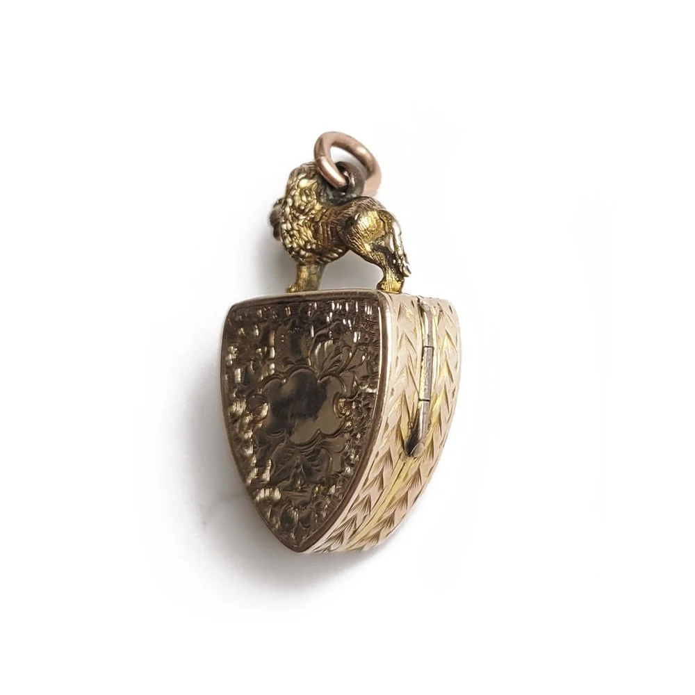 Victorian Gold cased Lion Shield Locket