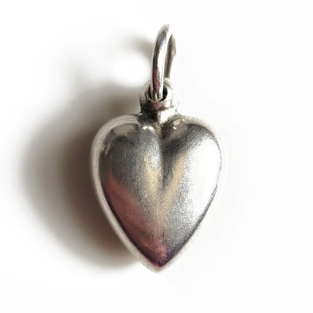Victorian Silver Puffy Heart Pendant