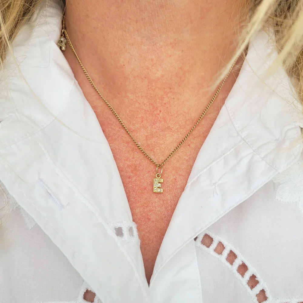 Victorian Old Cut Diamond 'E' Pendant Jewels Antiqua