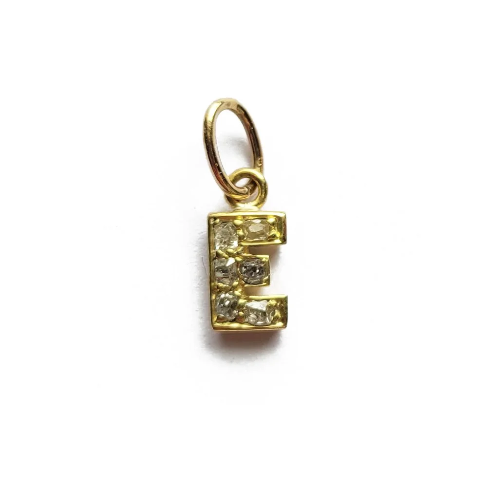 Victorian Old Cut Diamond 'E' Pendant Jewels Antiqua