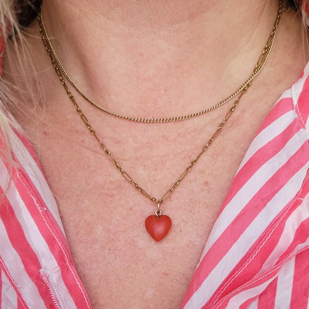 Antique Coral Heart Pendant