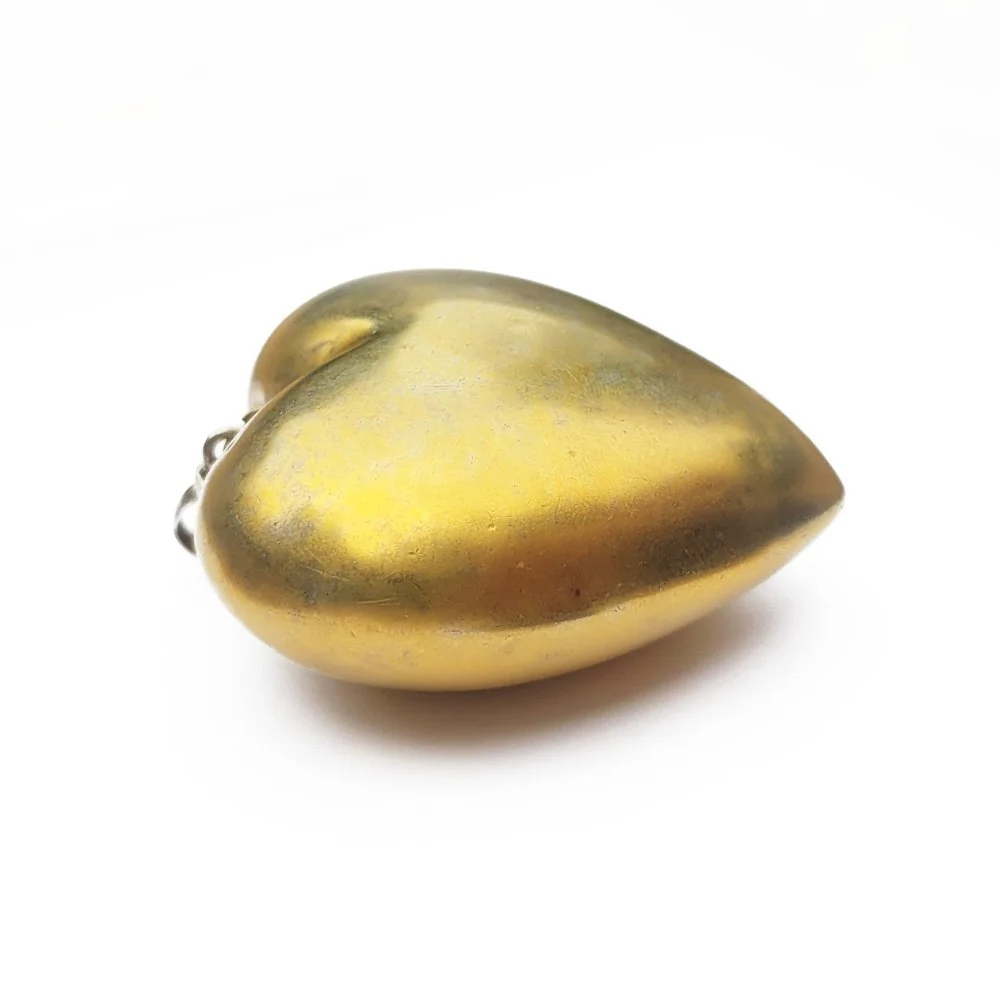 GIANT Antique Swiss Silver Gilt Puffy Heart Pendant