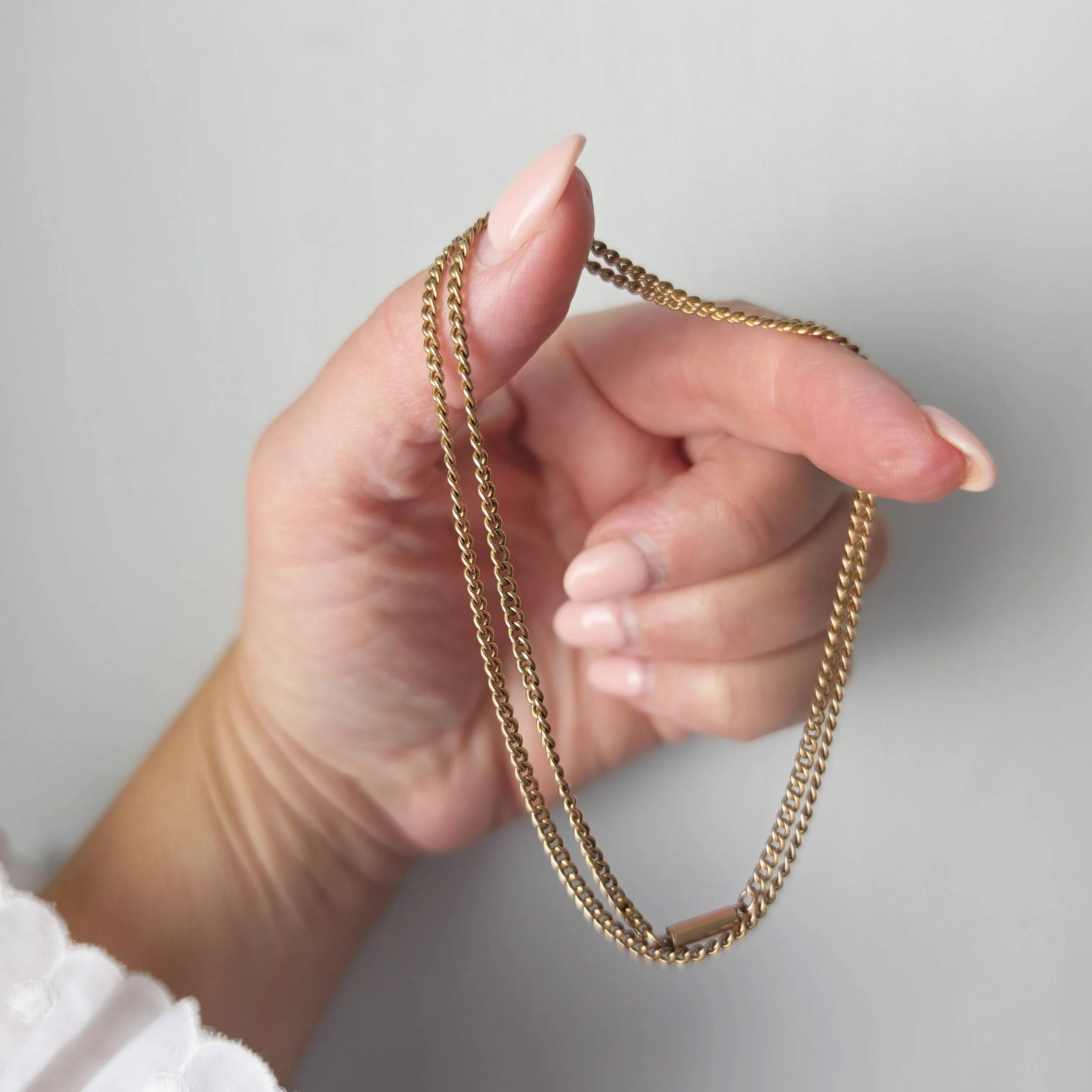Perfect Antique 9ct Gold Mini Curb Link Chain