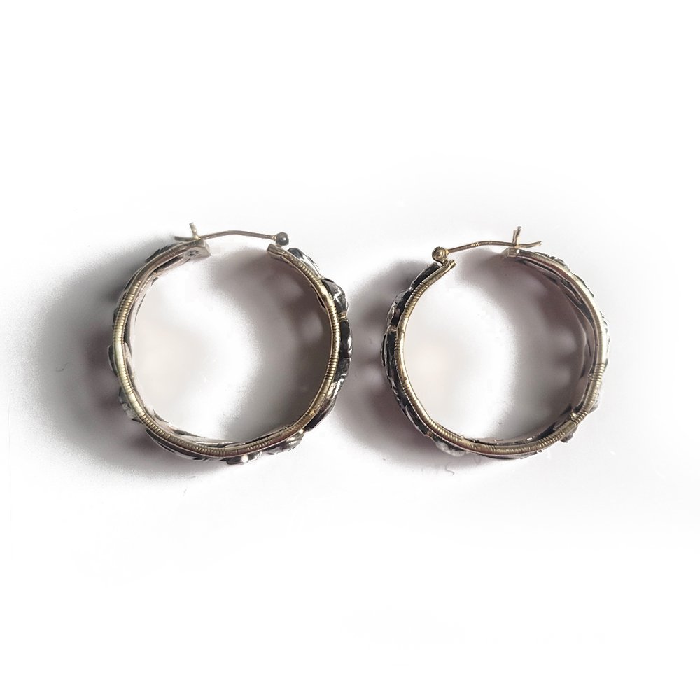 Antique Rose Cut Diamond Hoop Earrings