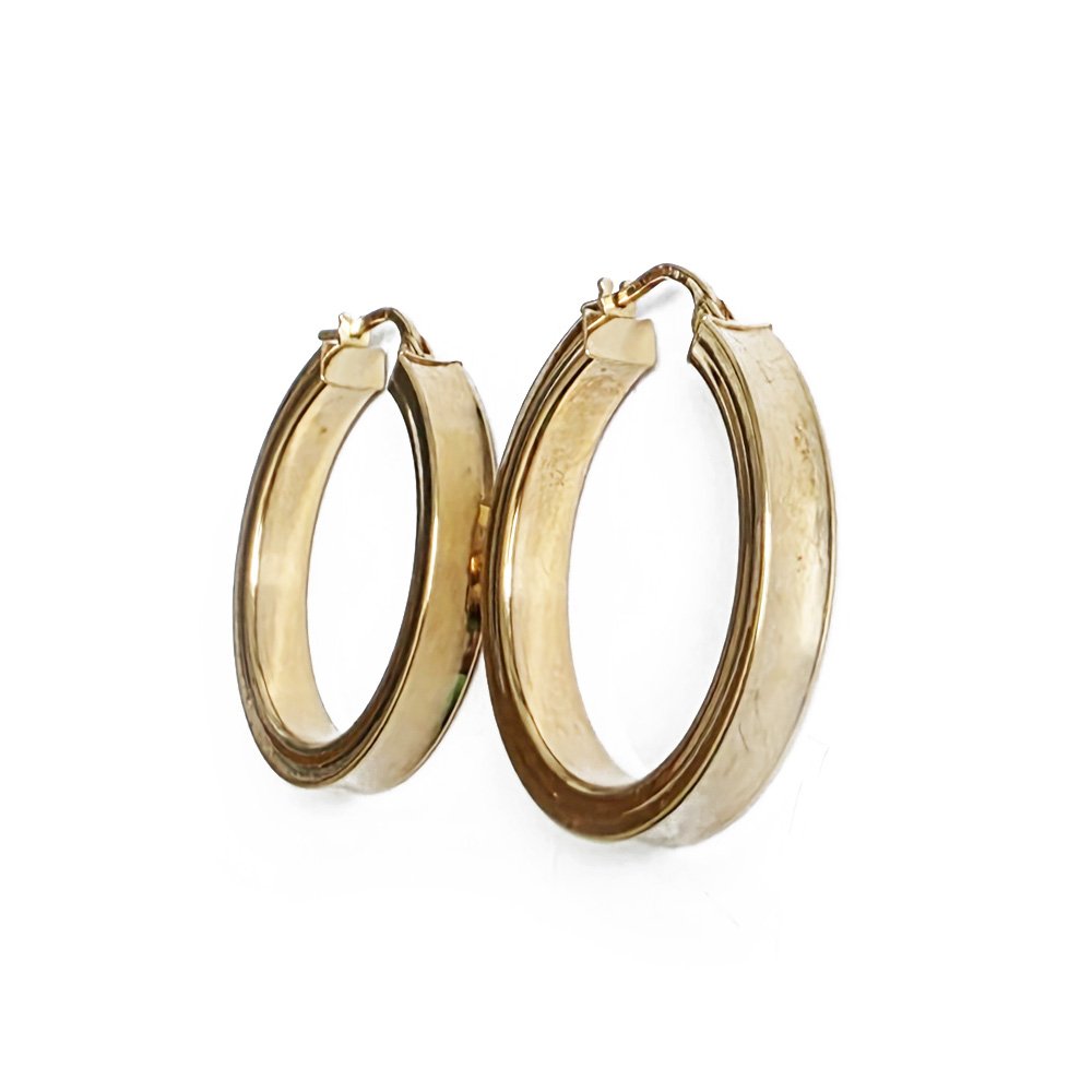 Vintage 9ct Gold Concave Hoops by UnoAErre