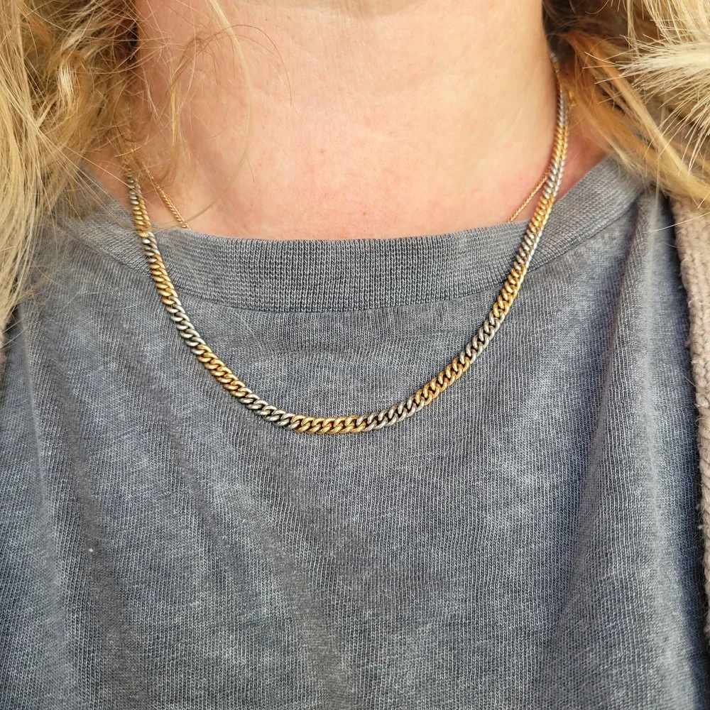 Fabulous Antique 18ct Gold & Platinum Curb Link Chain