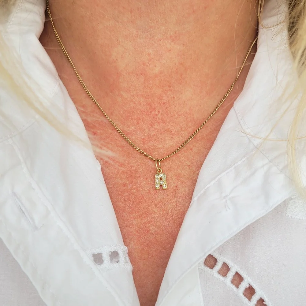 Victorian Old Cut Diamond 'R' Pendant Jewels Antiqua