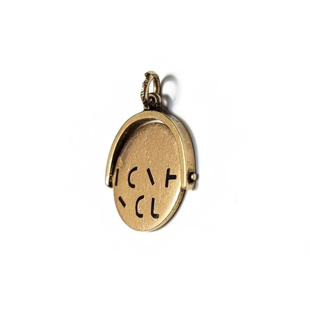 Vintage Enamelled 'I Love You' Spinner Pendant