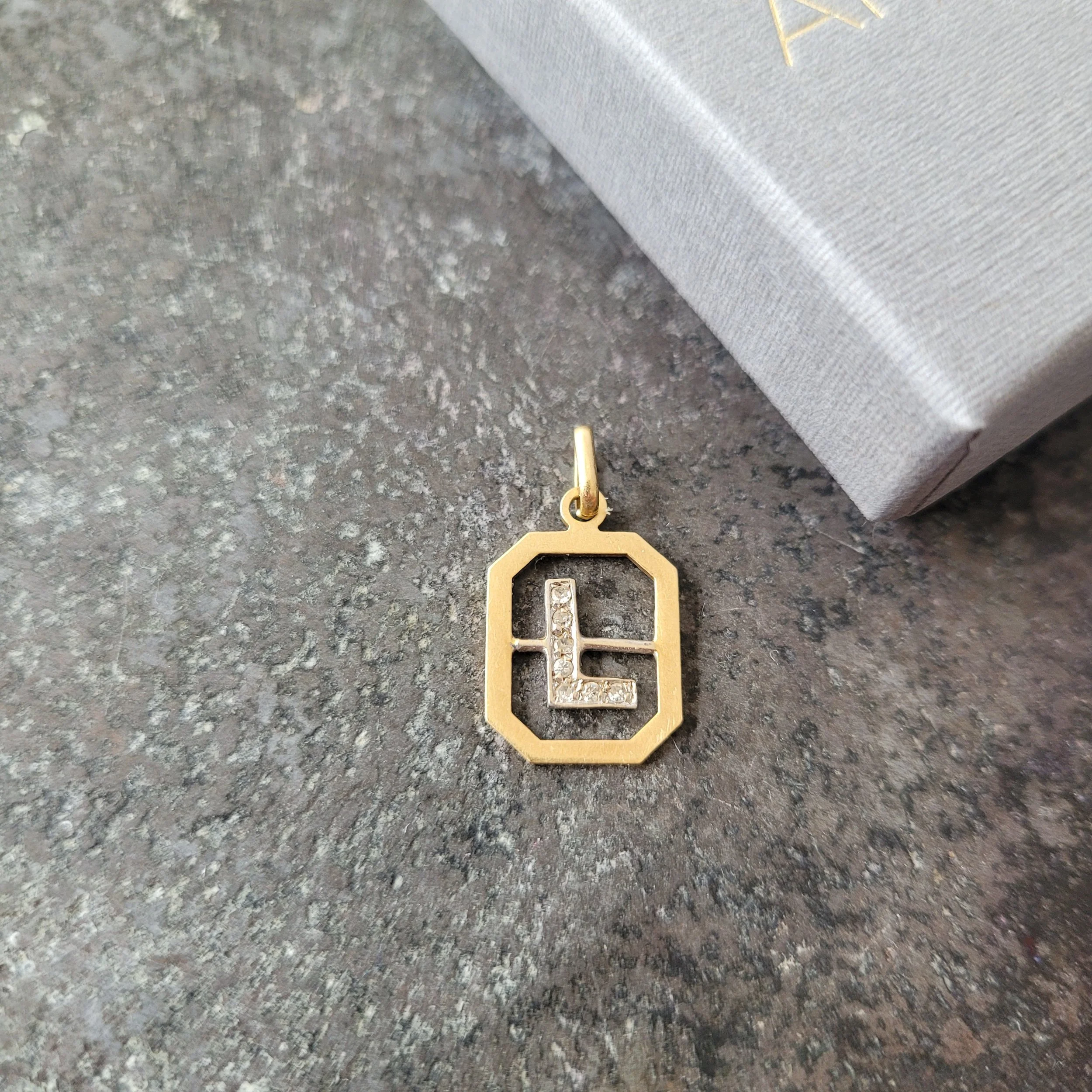 Vintage Diamond 'L' Pendant
