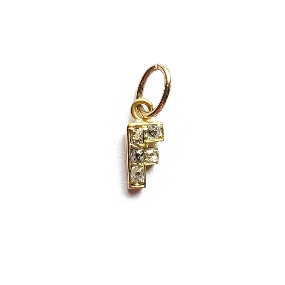 Victorian Old Cut Diamond 'F' Pendant Jewels Antiqua