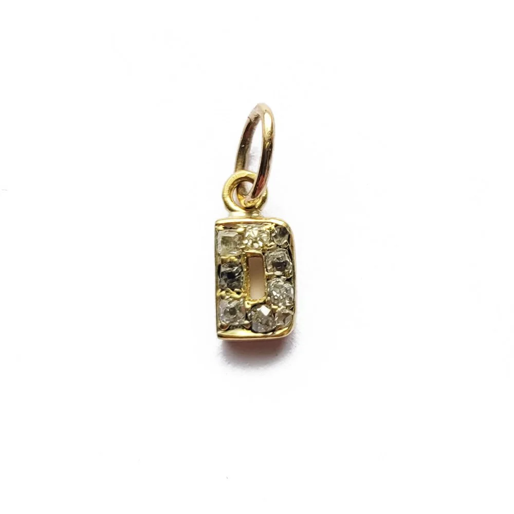Victorian Old Cut Diamond 'D' Pendant Jewels Antiqua