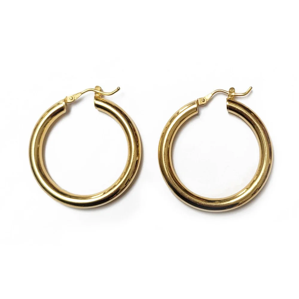 Perfect 18ct Gold Tube Hoops