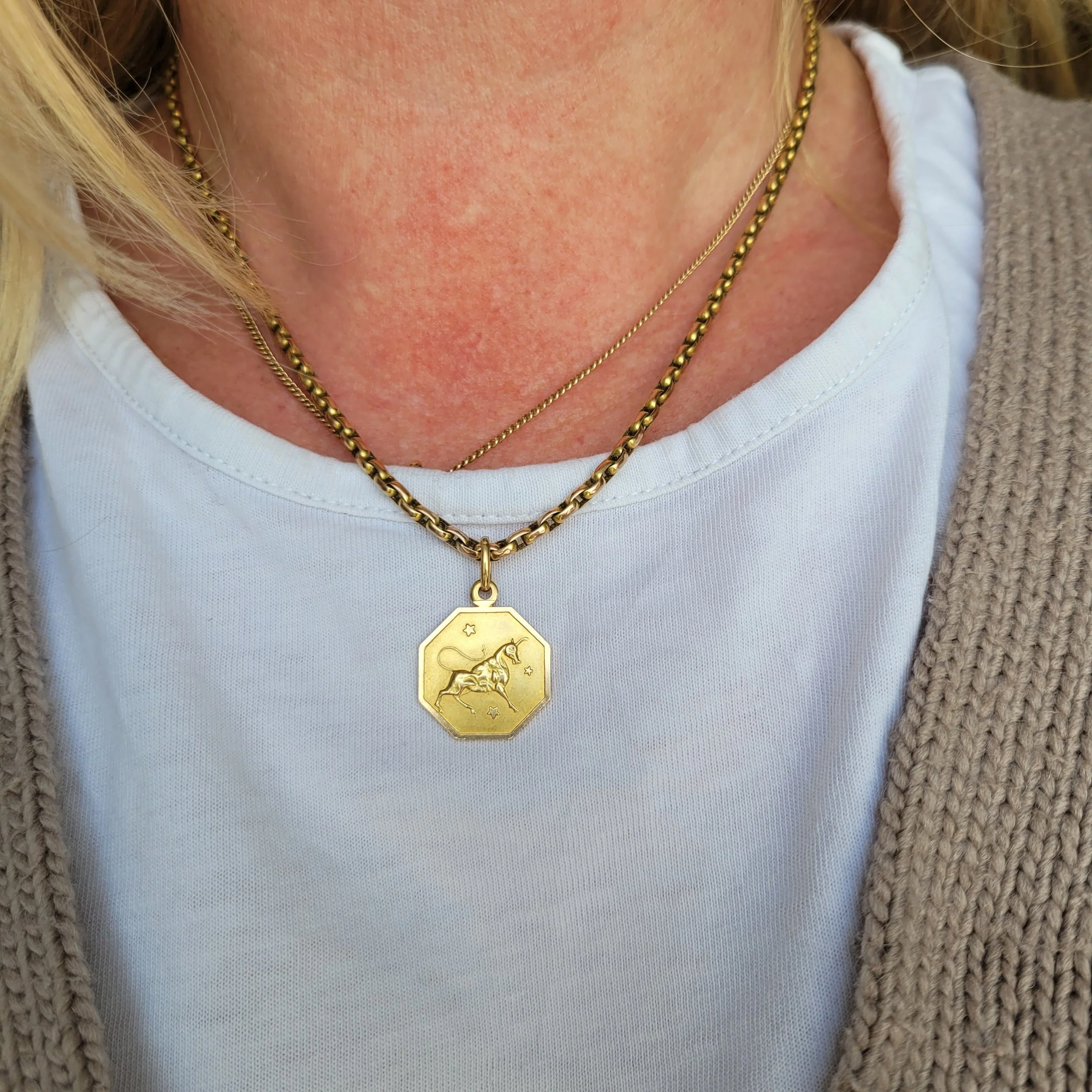 Antique 9ct Gold Belcher/Biker Link Chain with Barrel Clasp