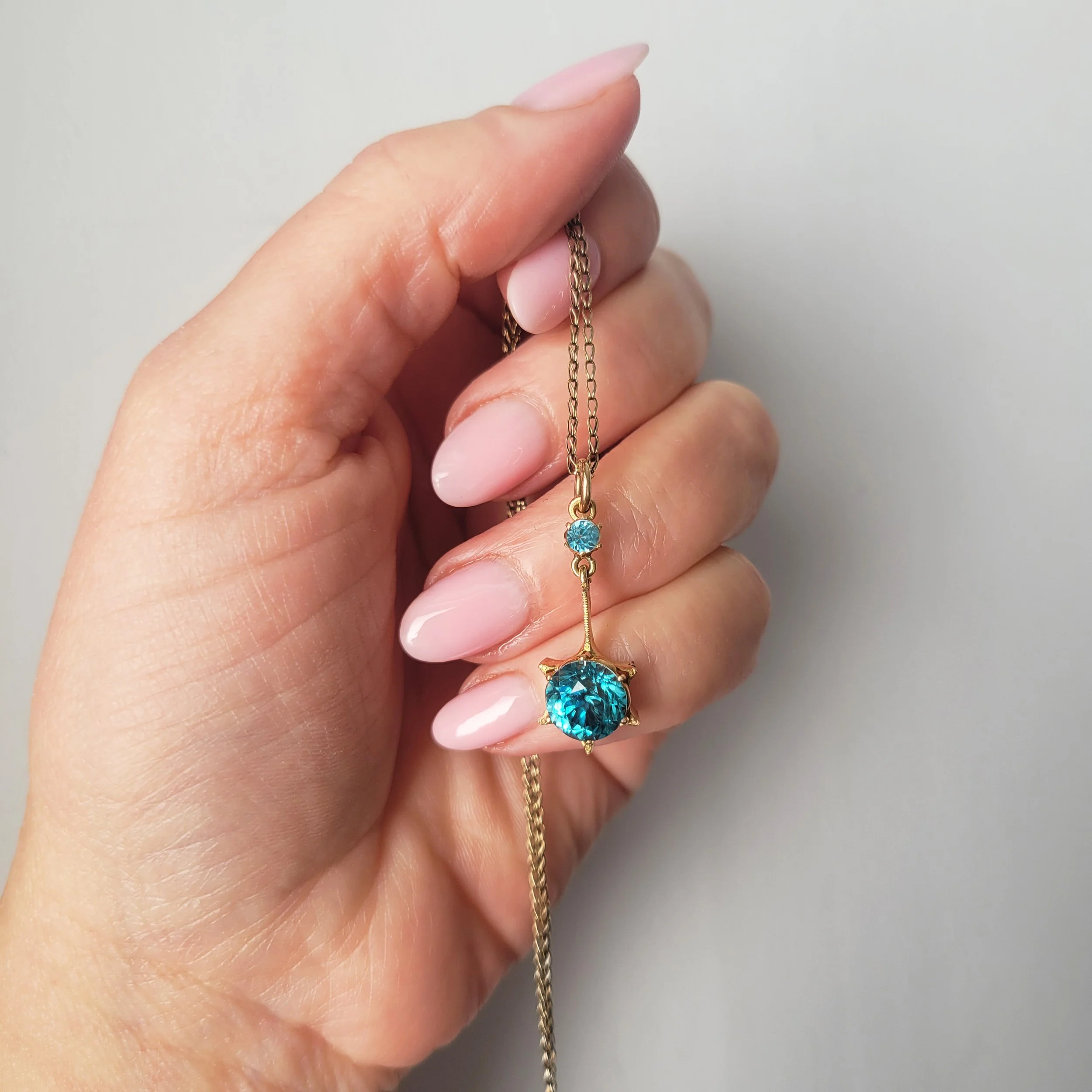 Antique Blue Zircon Pendant