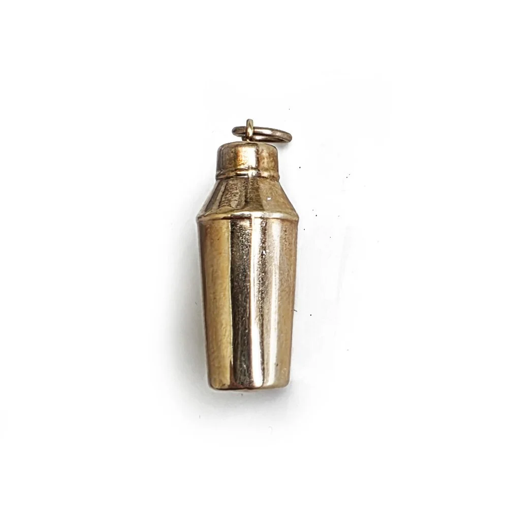 1970s Gold Cocktail Shaker Charm / Pendant
