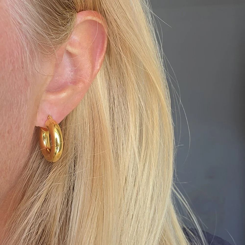 Vintage 18ct Gold Chubby Tube Hoops