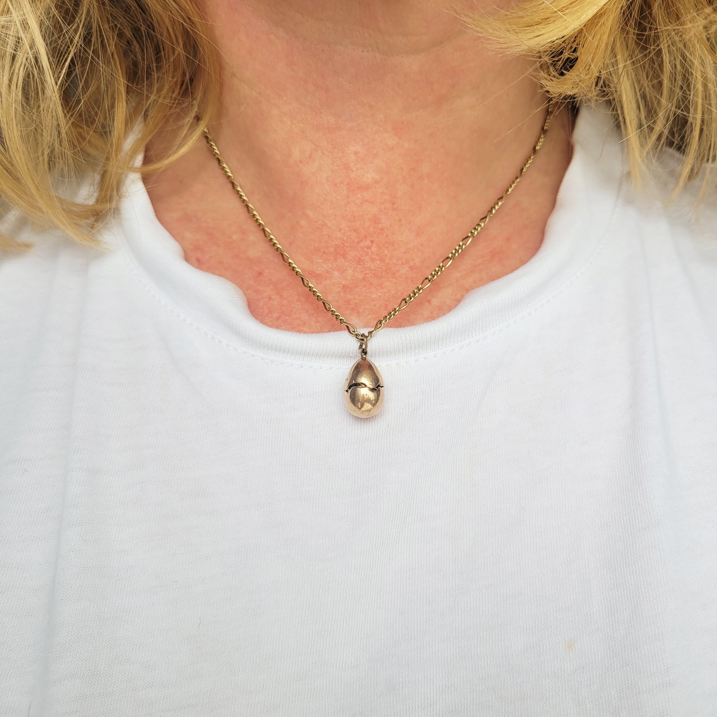 Vintage Gold & Enamel Chick in her Egg