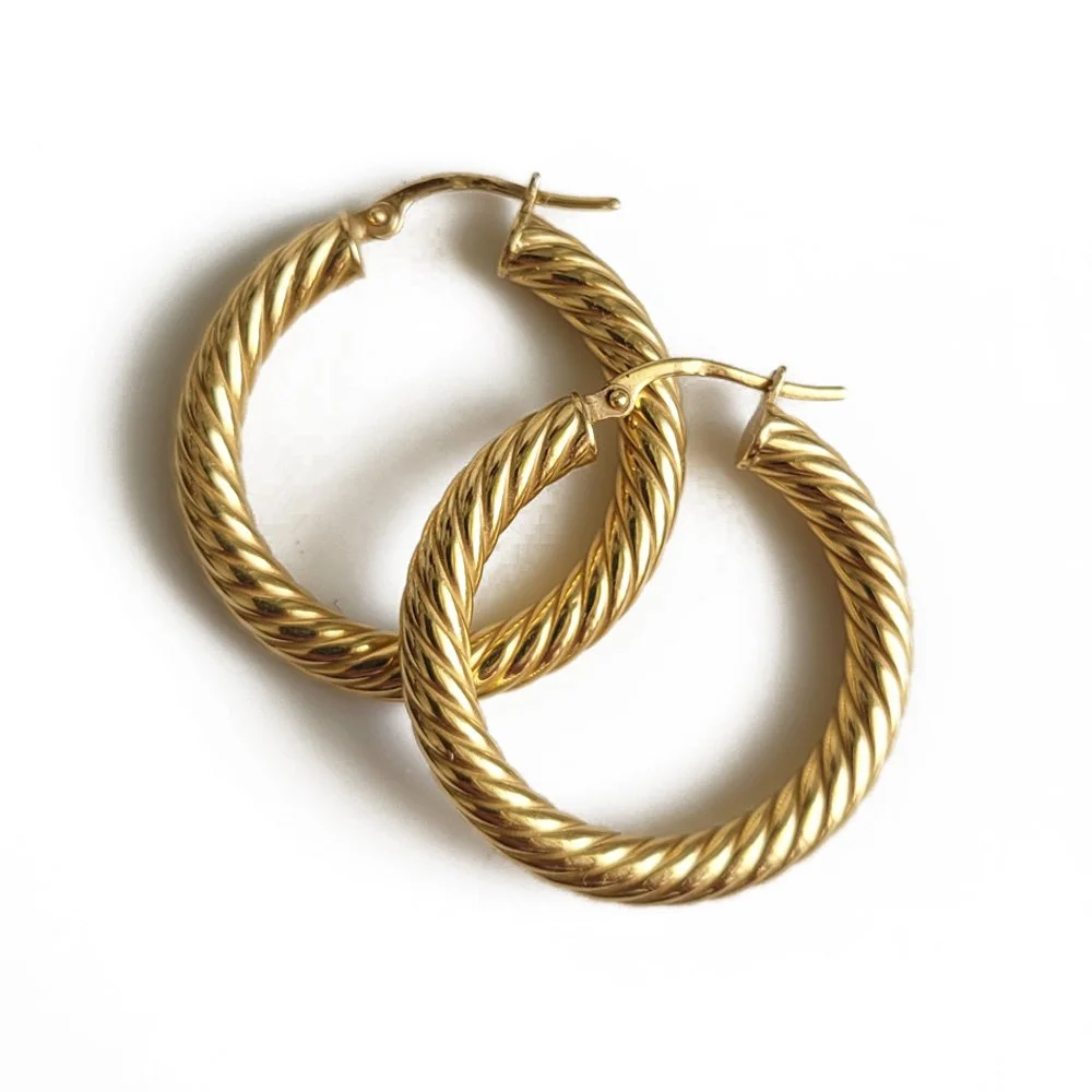 Fabulous Vintage 18ct Gold Reeded Hoops