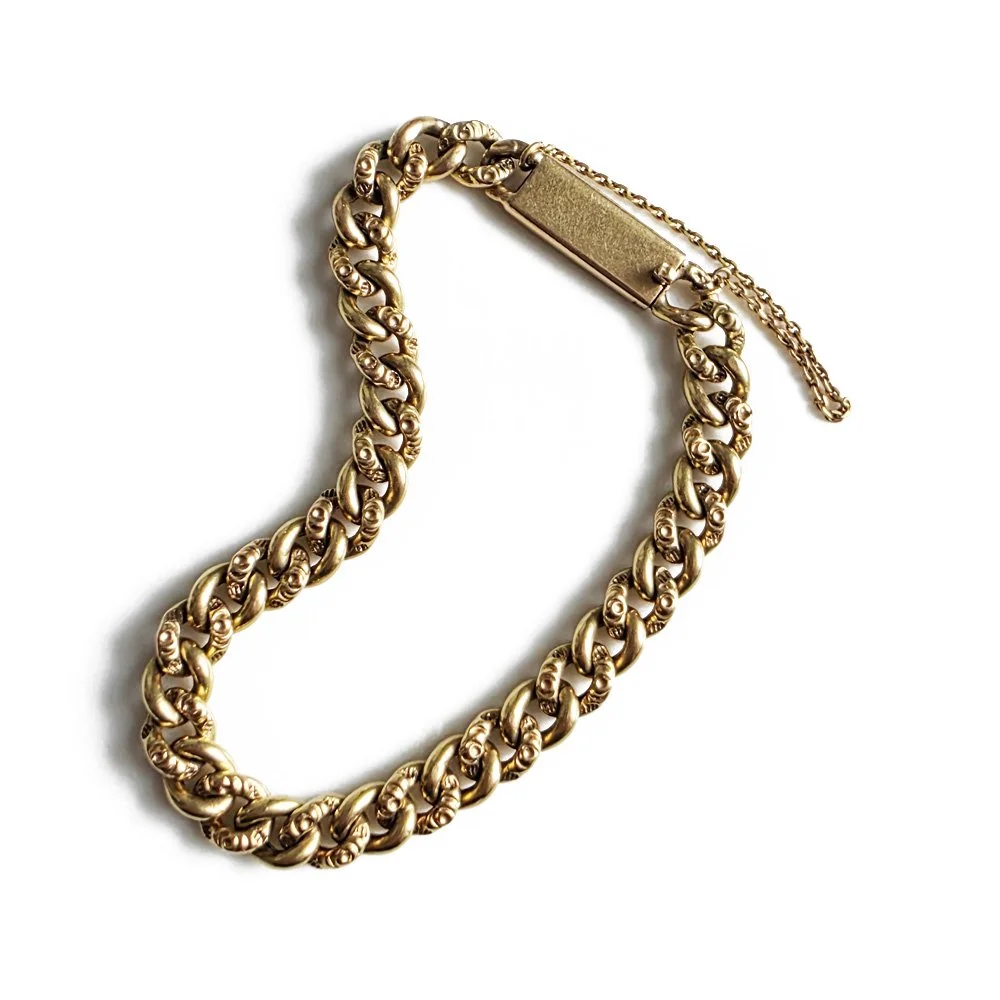 Victorian 18ct Gold 'Night & Day' Curb Link Bracelet