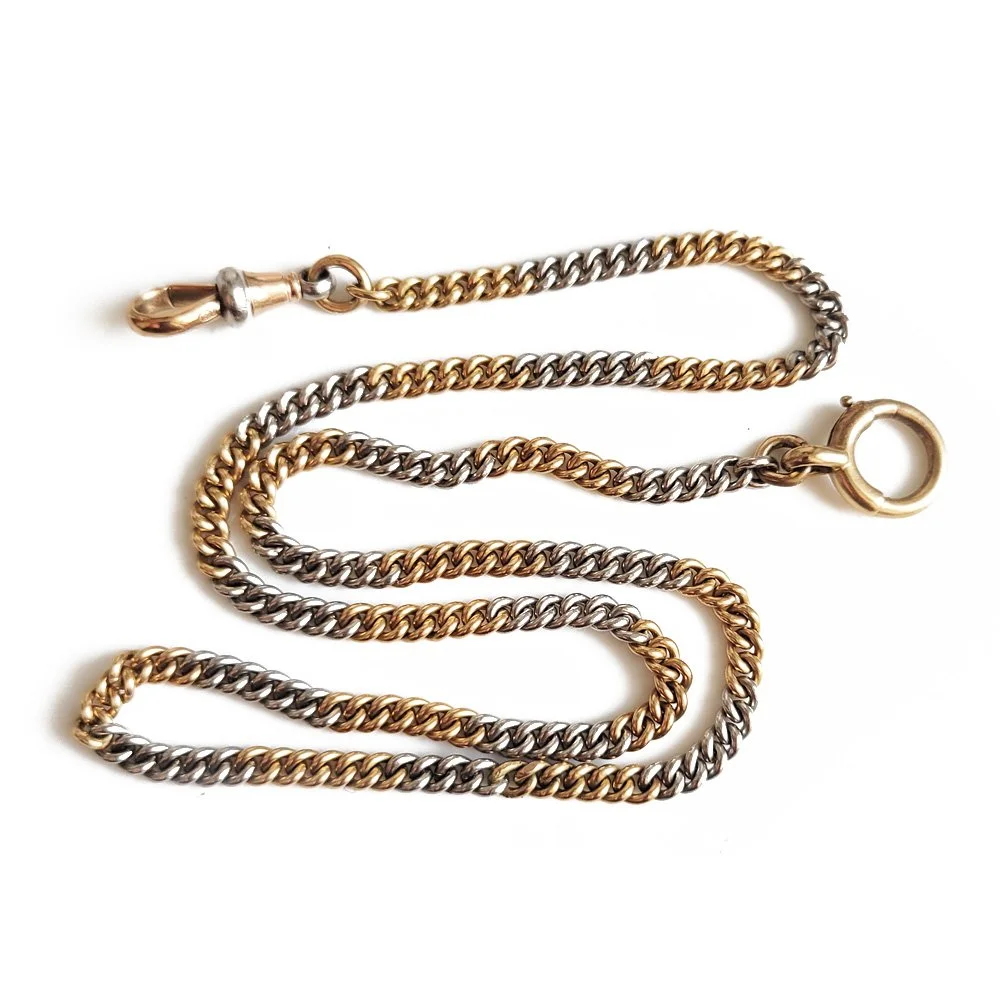 Fabulous Antique 18ct Gold & Platinum Curb Link Chain