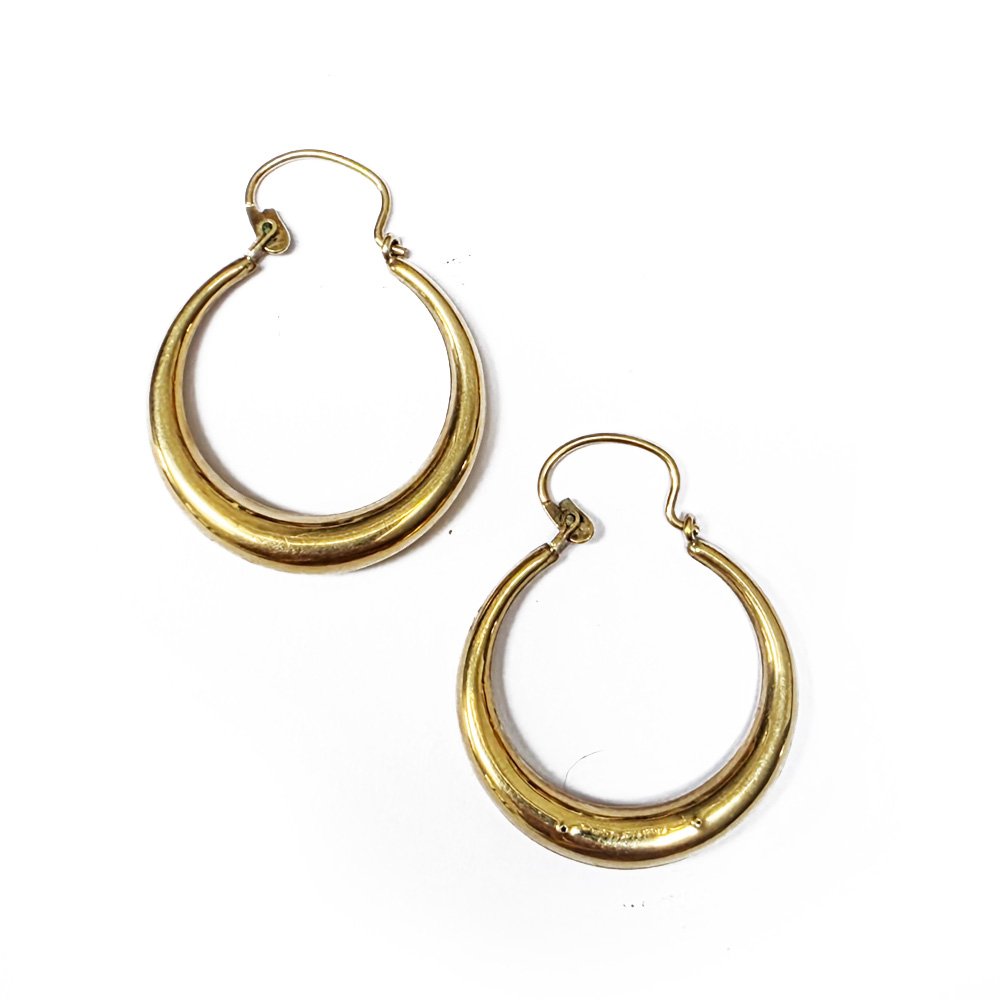 1970s 9ct Gold Crescent Hoops