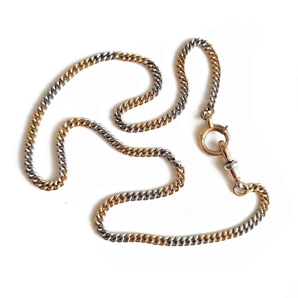 Fabulous Antique 18ct Gold & Platinum Curb Link Chain