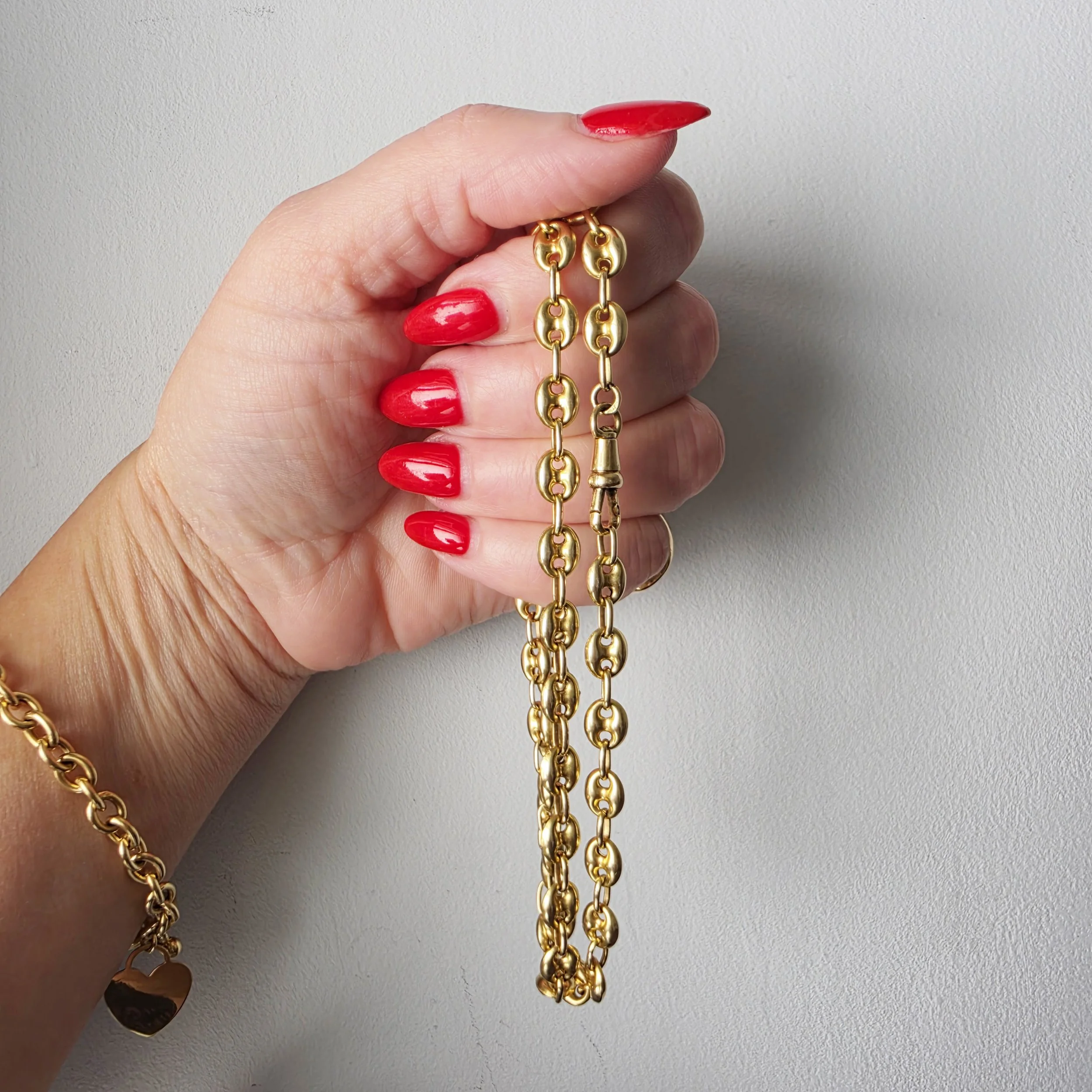 Mega 18ct Gold Puffy Mariner Chain Jewels Antiqua