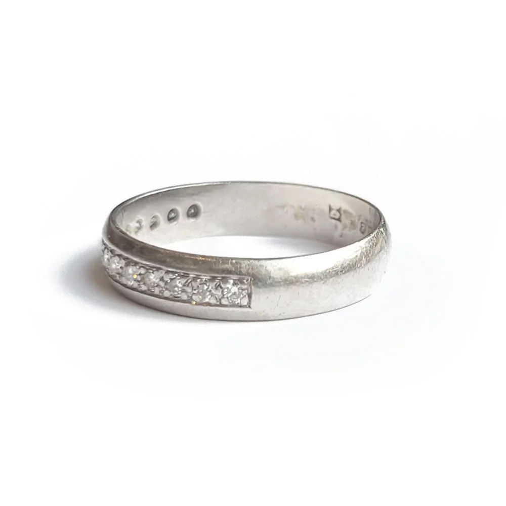 Vintage Diamond Set Platinum Band/ Half Eternity Ring