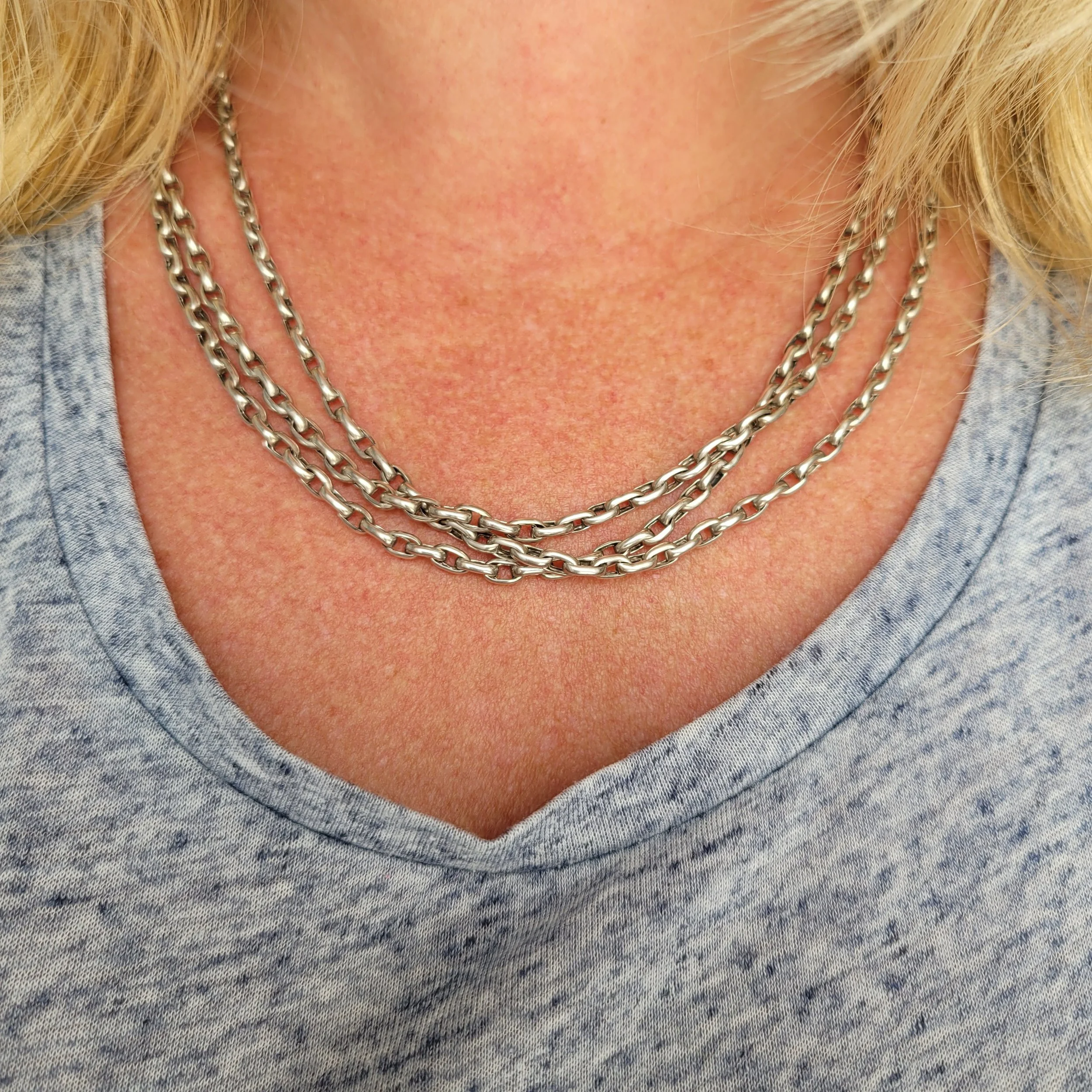Antique Silver Cable Link Longguard Chain