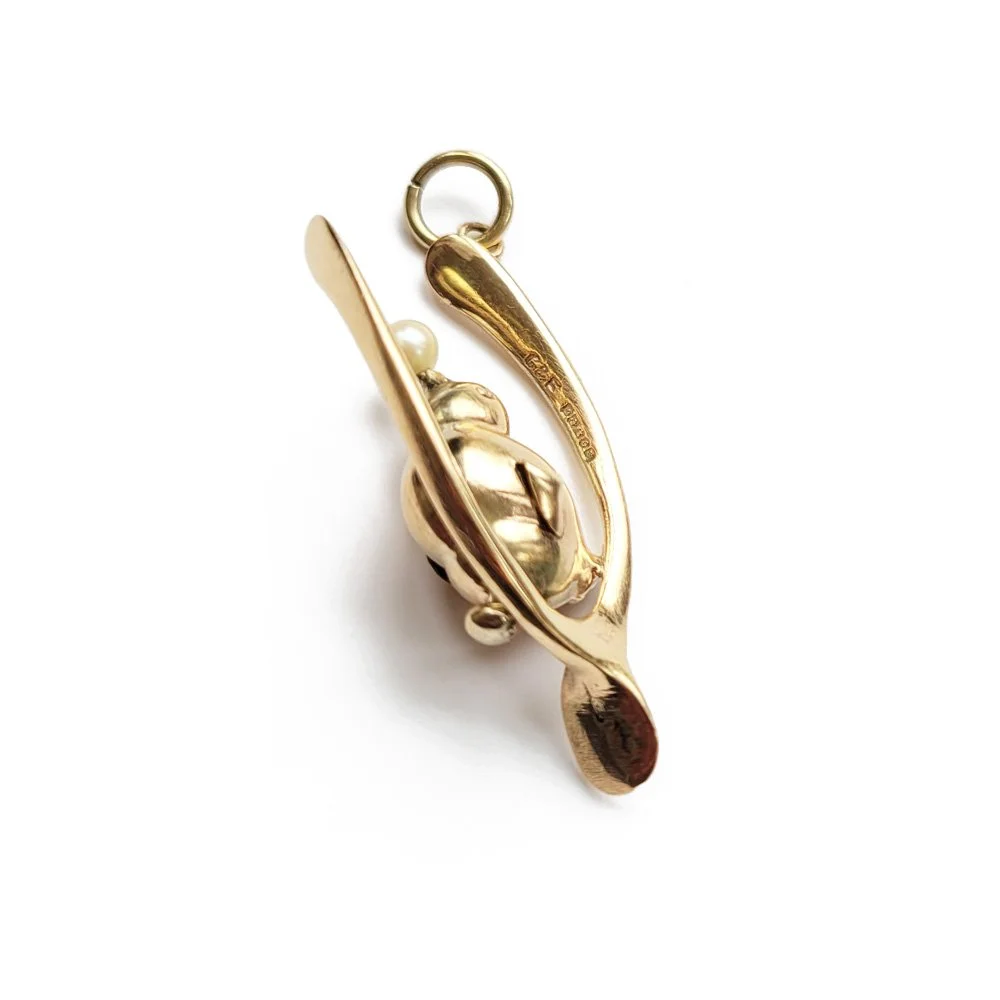 Cutest Ever Vintage Chick & Wishbone Pendant