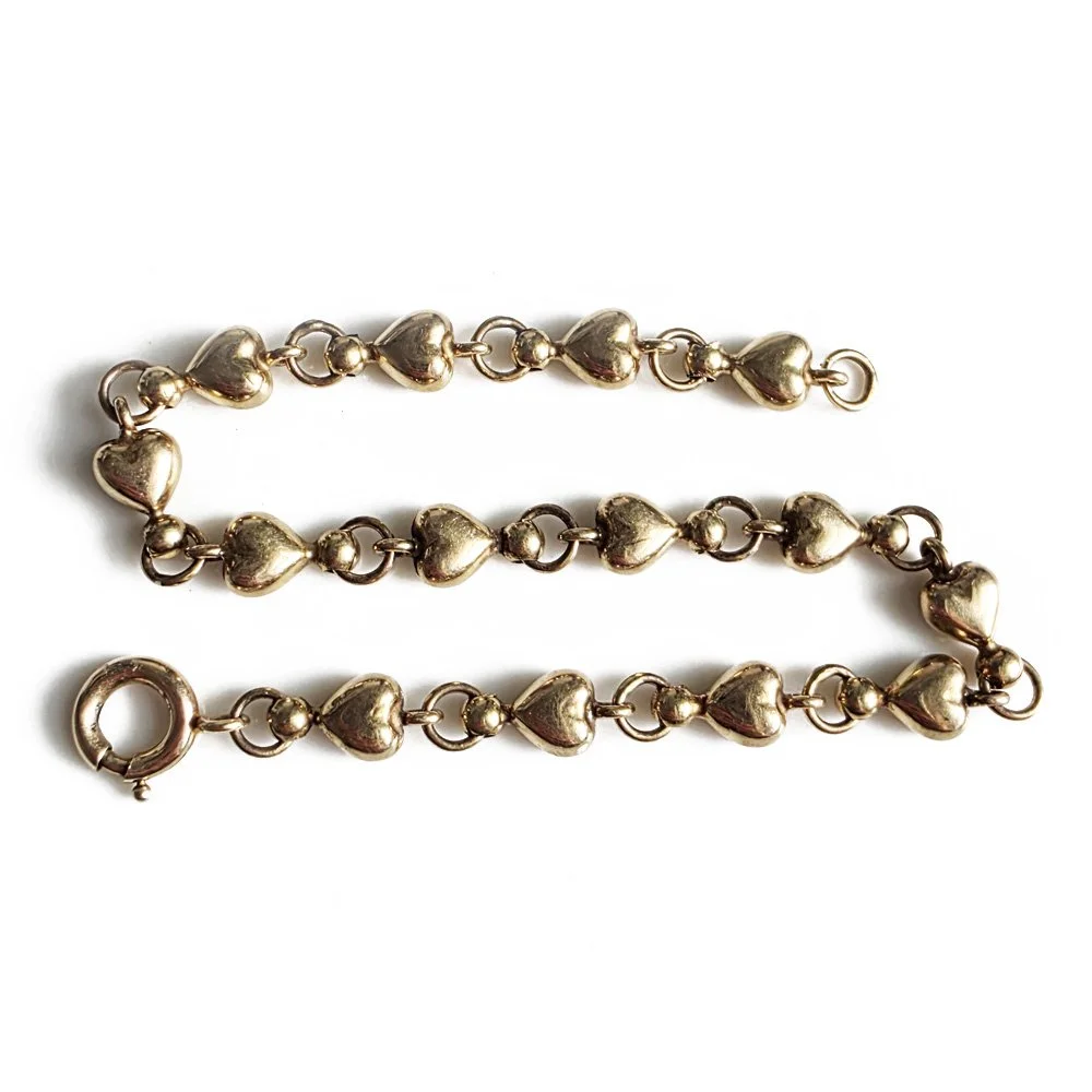 Vintage 9ct Gold Puffy Heart Bracelet
