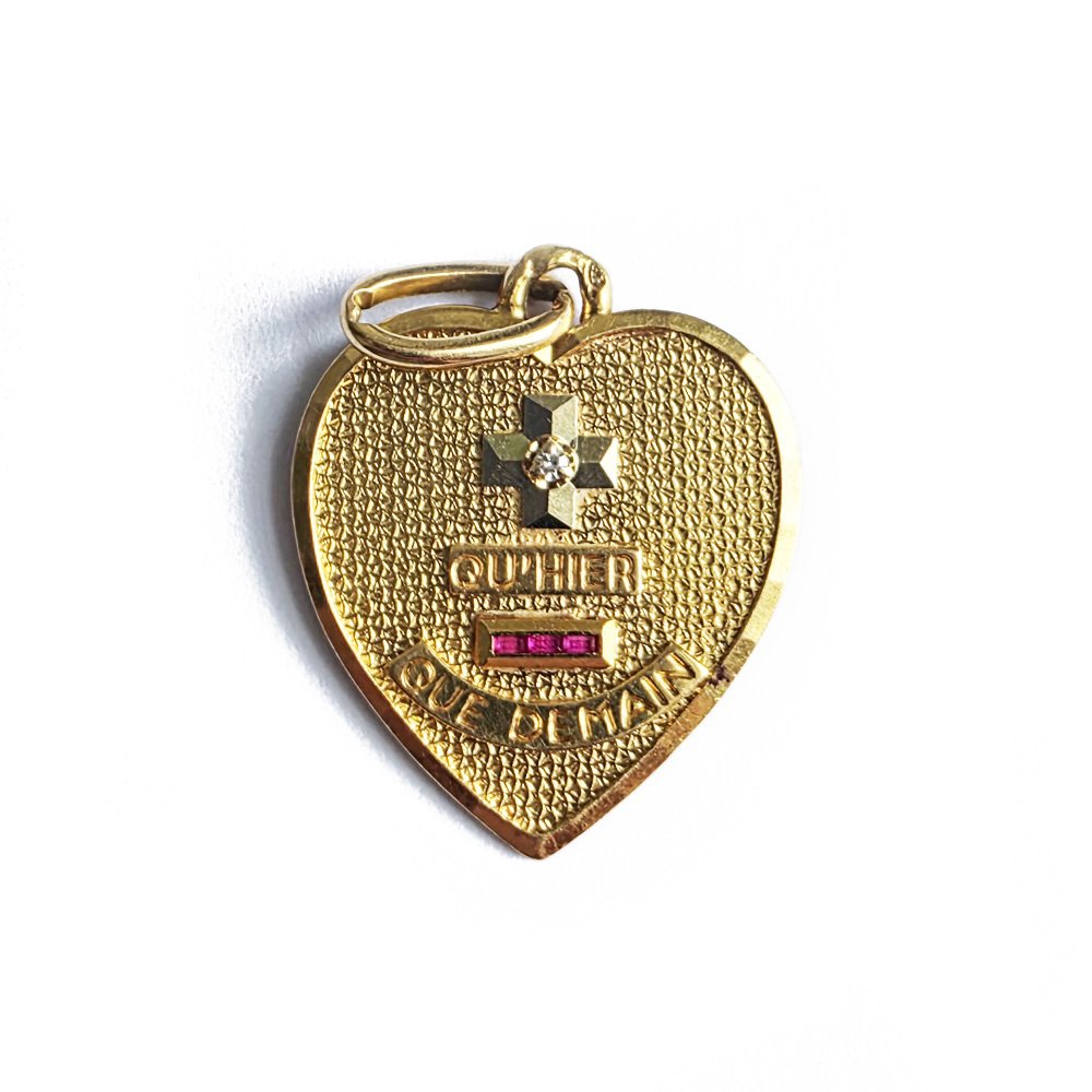 Vintage 18ct Gold A. Augis Heart Shaped 'Medaille d'Amour'