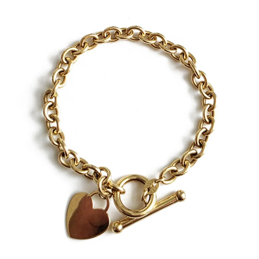 Perfect Vintage T-bar & Heart Cable Link Bracelet