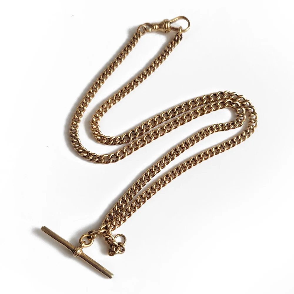 Antique 18ct Gold Albert Chain with Hollow Curb Links