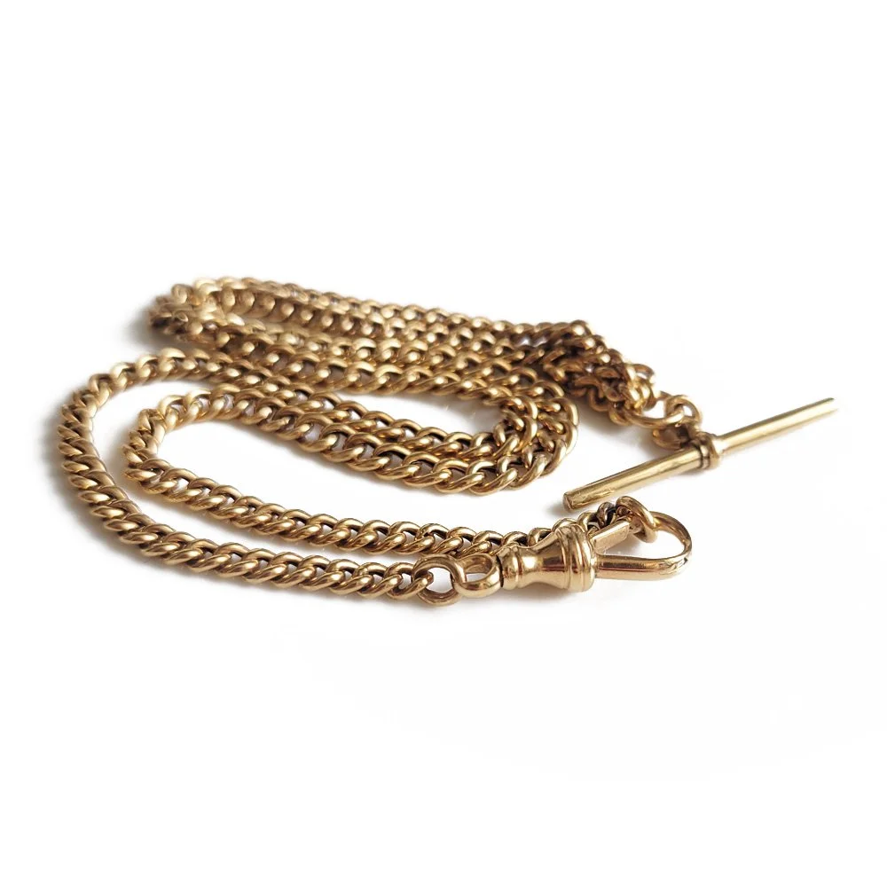 Antique 18ct Gold Albert Chain with Hollow Curb Links