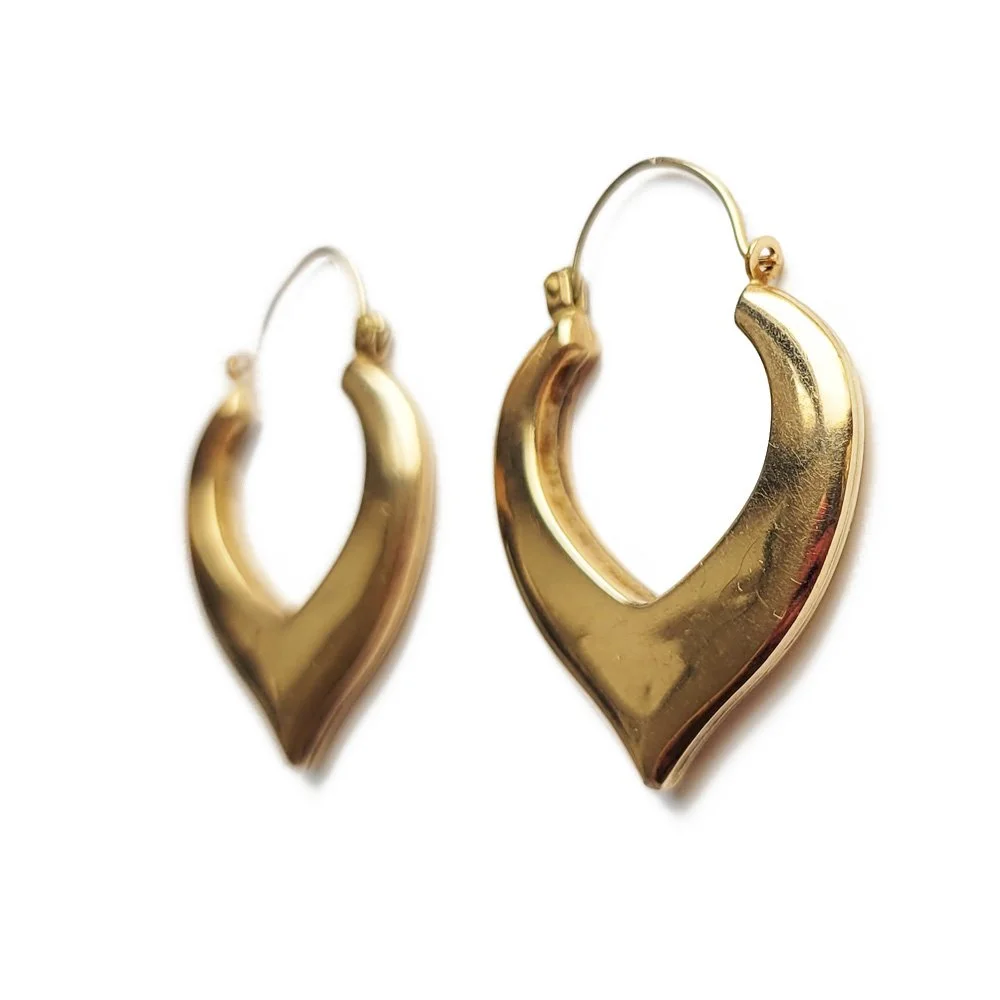 Vintage 9ct Gold Open Heart Hoop Earrings