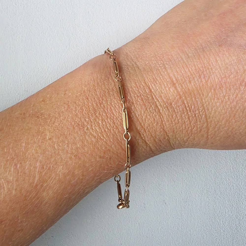 Antique 9ct Rose Gold Interlocked Paperclip Link Bracelet