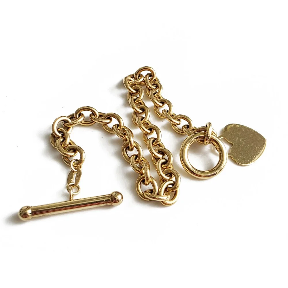 Perfect Vintage T-bar & Heart Cable Link Bracelet
